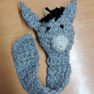 Crocheted donkey bookmark