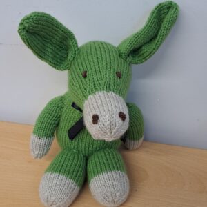 sitting knitted donkey